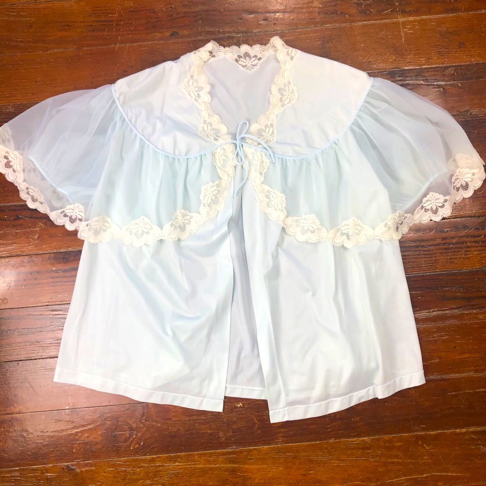 Vintage mint green waste coat  w/ lace - 806